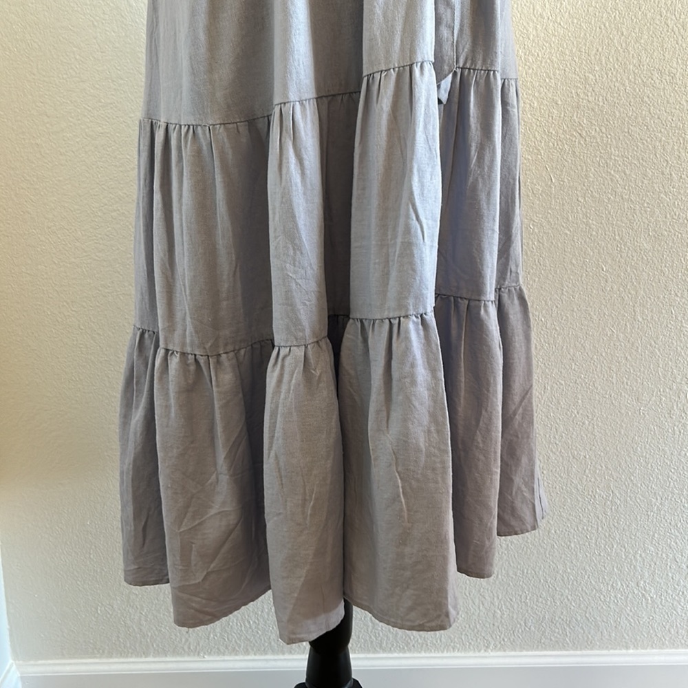 Nicole Miller Linen One Shoulder Ruffle Fit and Flare Dress Size Large - Picture 7 of 12
